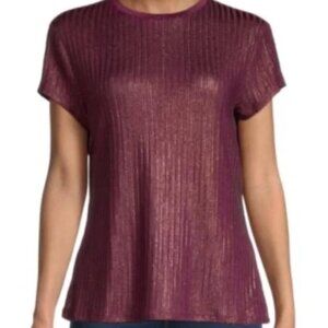 Ted Baker Shimmering Garnet and Gold Short Sleeve Top Size 5 (14/XL)